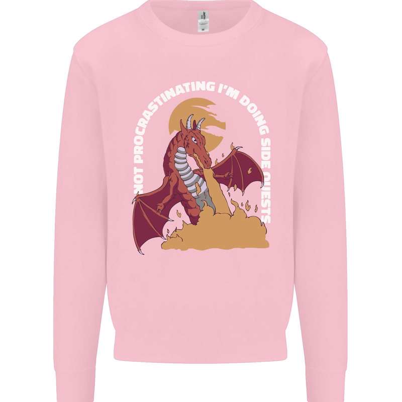 Side Quests Funny Role Playing Games RPG Kids Sweatshirt Jumper Light Pink