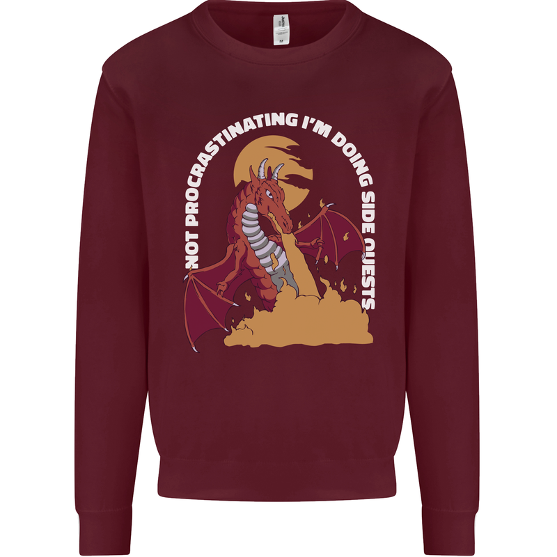 Side Quests Funny Role Playing Games RPG Kids Sweatshirt Jumper Maroon