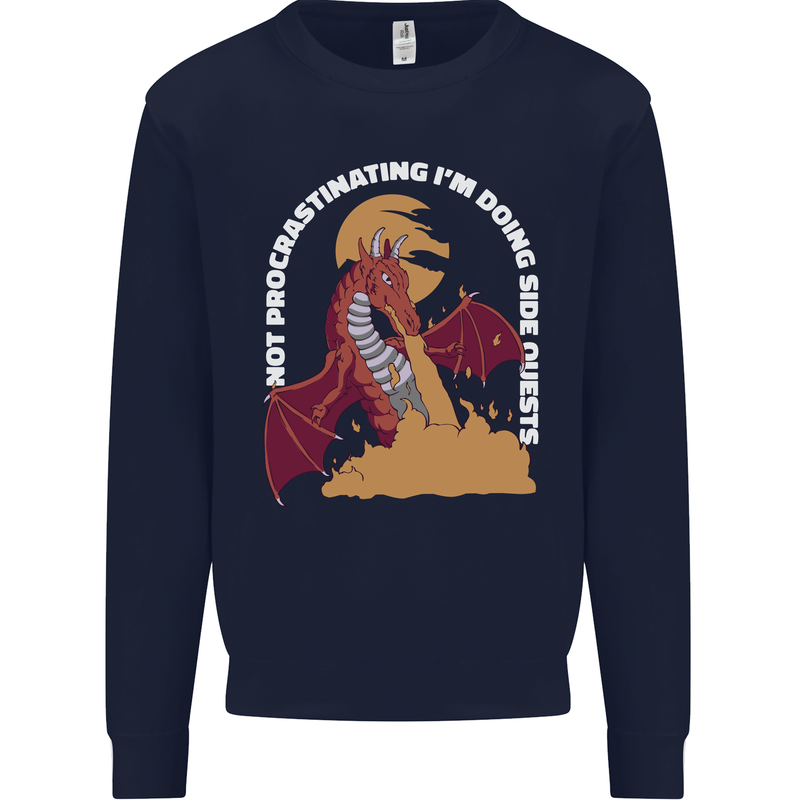 Side Quests Funny Role Playing Games RPG Kids Sweatshirt Jumper Navy Blue