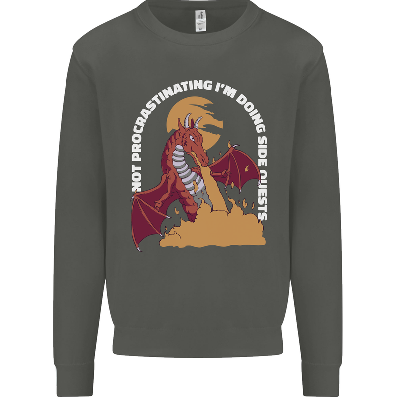 Side Quests Funny Role Playing Games RPG Kids Sweatshirt Jumper Storm Grey
