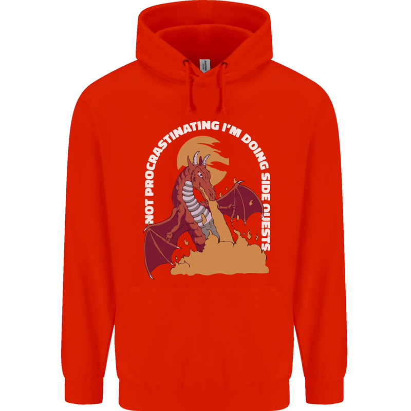 Side Quests Funny Role Playing Games RPG Mens 80% Cotton Hoodie Bright Red
