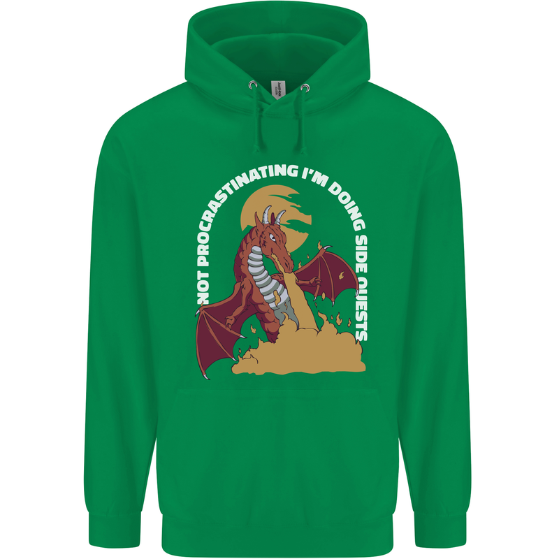 Side Quests Funny Role Playing Games RPG Mens 80% Cotton Hoodie Irish Green