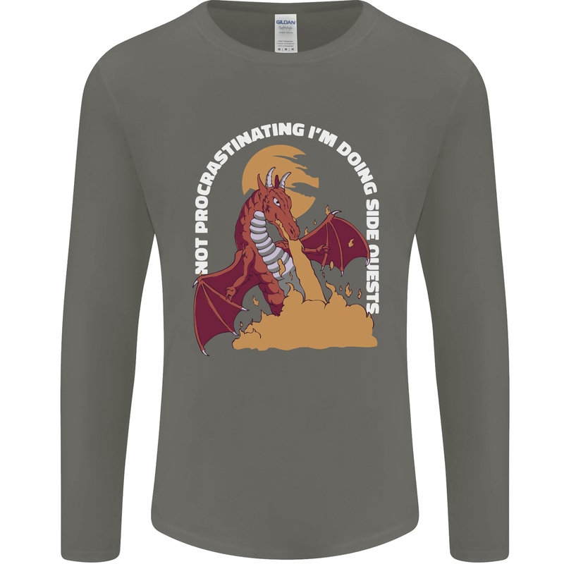 Side Quests Funny Role Playing Games RPG Mens Long Sleeve T-Shirt Charcoal