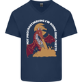 Side Quests Funny Role Playing Games RPG Mens V-Neck Cotton T-Shirt Navy Blue