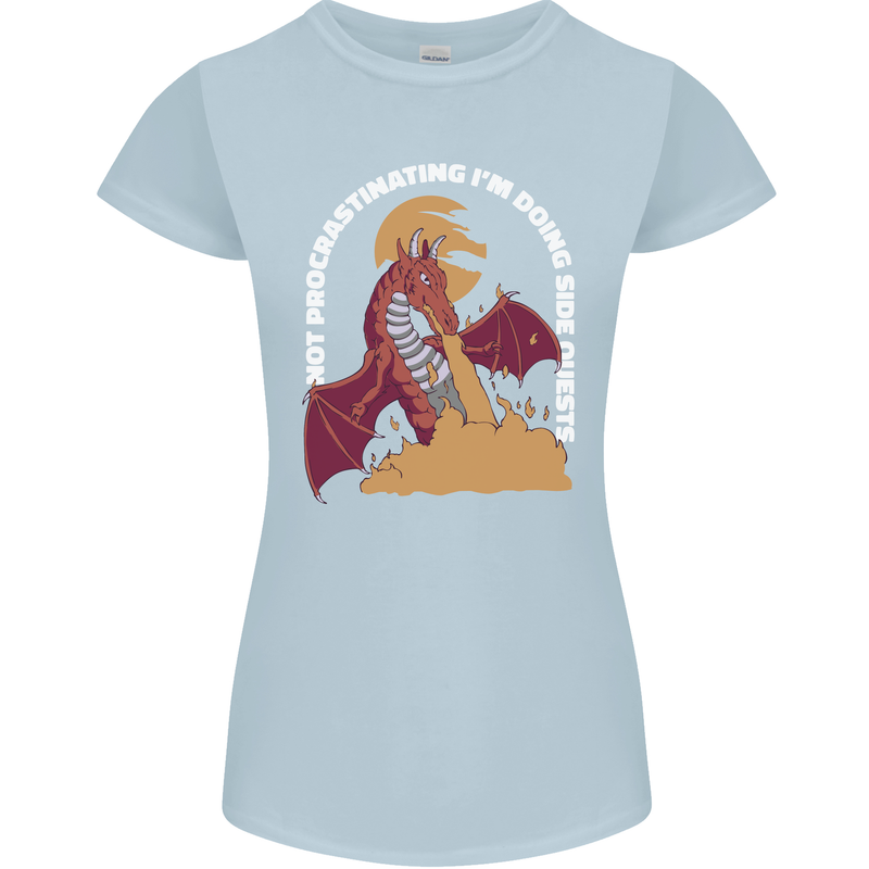 Side Quests Funny Role Playing Games RPG Womens Petite Cut T-Shirt Light Blue