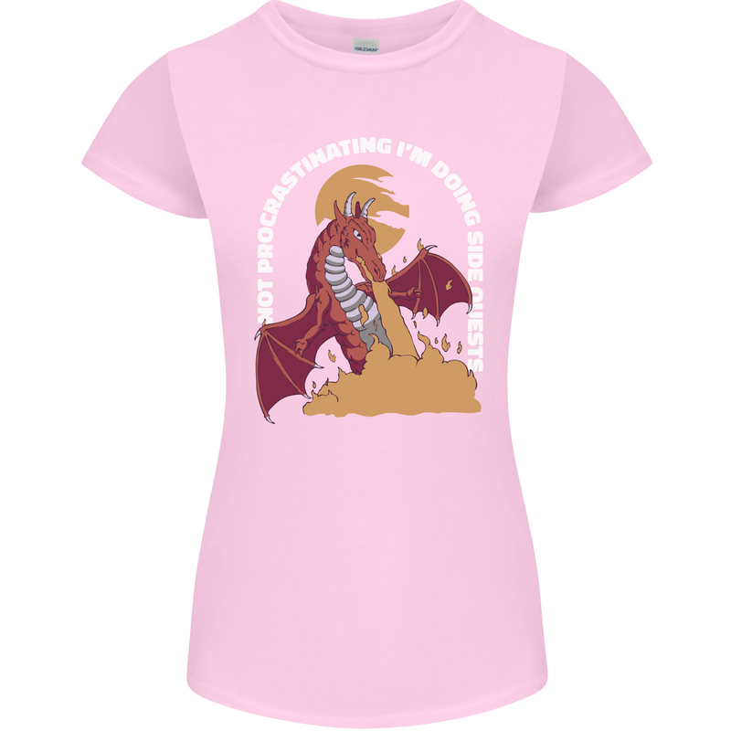 Side Quests Funny Role Playing Games RPG Womens Petite Cut T-Shirt Light Pink
