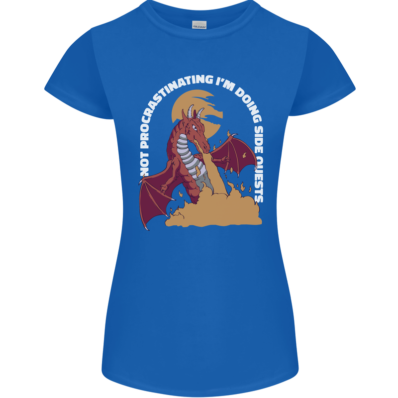 Side Quests Funny Role Playing Games RPG Womens Petite Cut T-Shirt Royal Blue