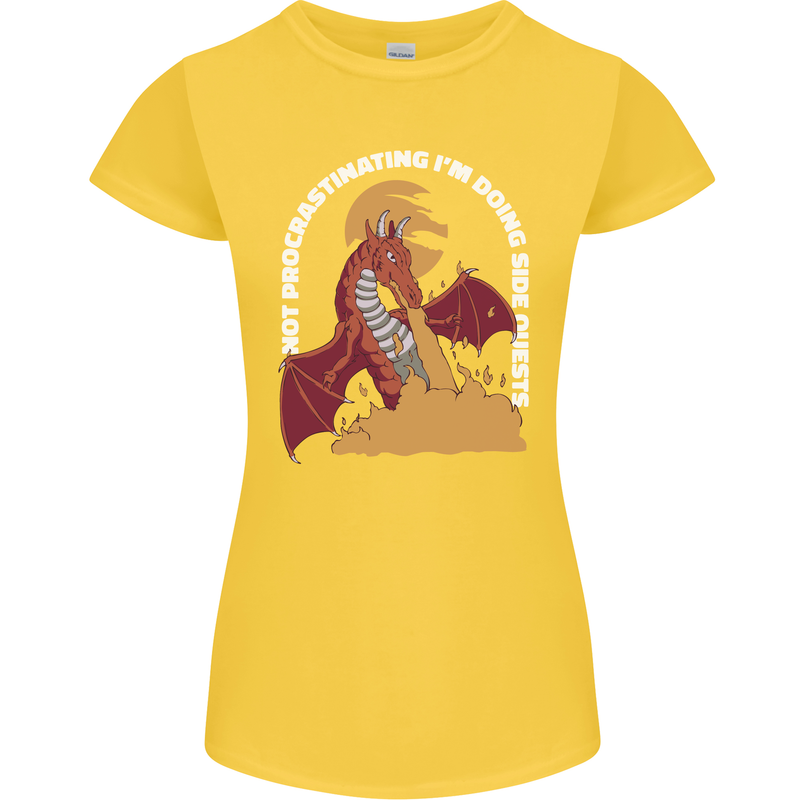 Side Quests Funny Role Playing Games RPG Womens Petite Cut T-Shirt Yellow