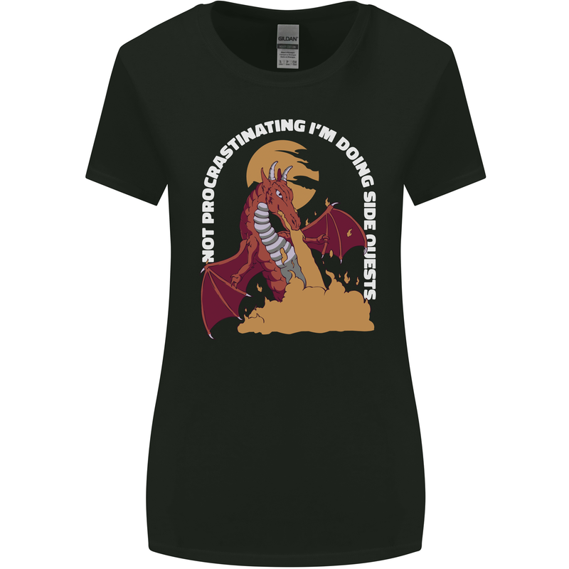 Side Quests Funny Role Playing Games RPG Womens Wider Cut T-Shirt Black