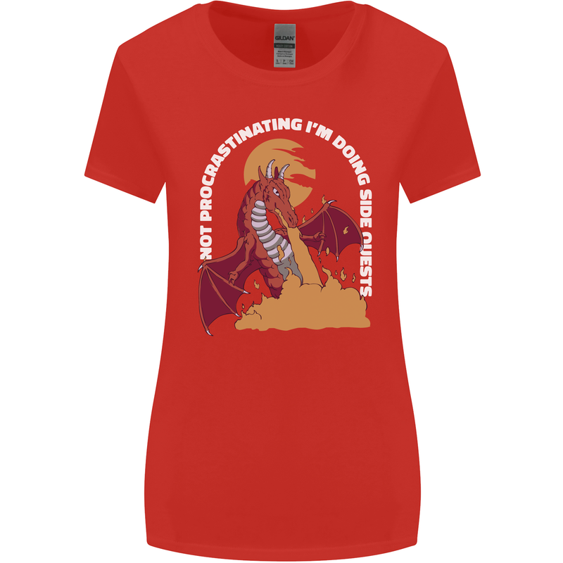 Side Quests Funny Role Playing Games RPG Womens Wider Cut T-Shirt Red