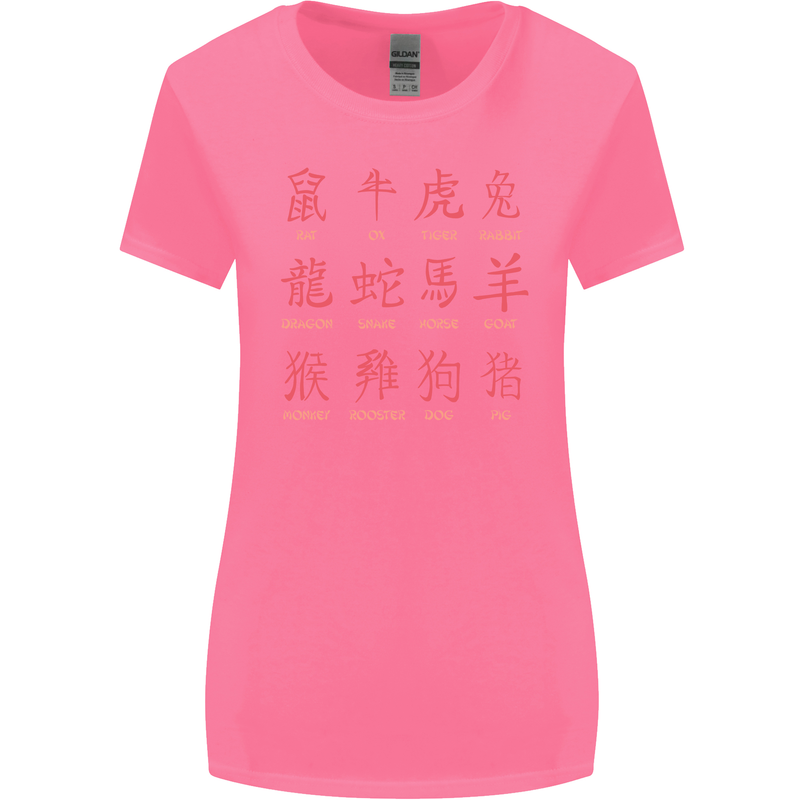 Signs of the Chinese Zodiac Shengxiao Womens Wider Cut T-Shirt Azalea