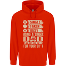 Single Dad Funny Fathers Day Offensive Rude Mens 80% Cotton Hoodie Bright Red