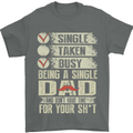 Single Dad Funny Fathers Day Offensive Rude Mens T-Shirt Cotton Gildan Charcoal