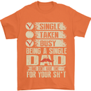 Single Dad Funny Fathers Day Offensive Rude Mens T-Shirt Cotton Gildan Orange