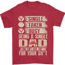 Single Dad Funny Fathers Day Offensive Rude Mens T-Shirt Cotton Gildan Red