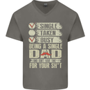 Single Dad Funny Fathers Day Offensive Rude Mens V-Neck Cotton T-Shirt Charcoal