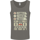 Single Dad Funny Fathers Day Offensive Rude Mens Vest Tank Top Charcoal