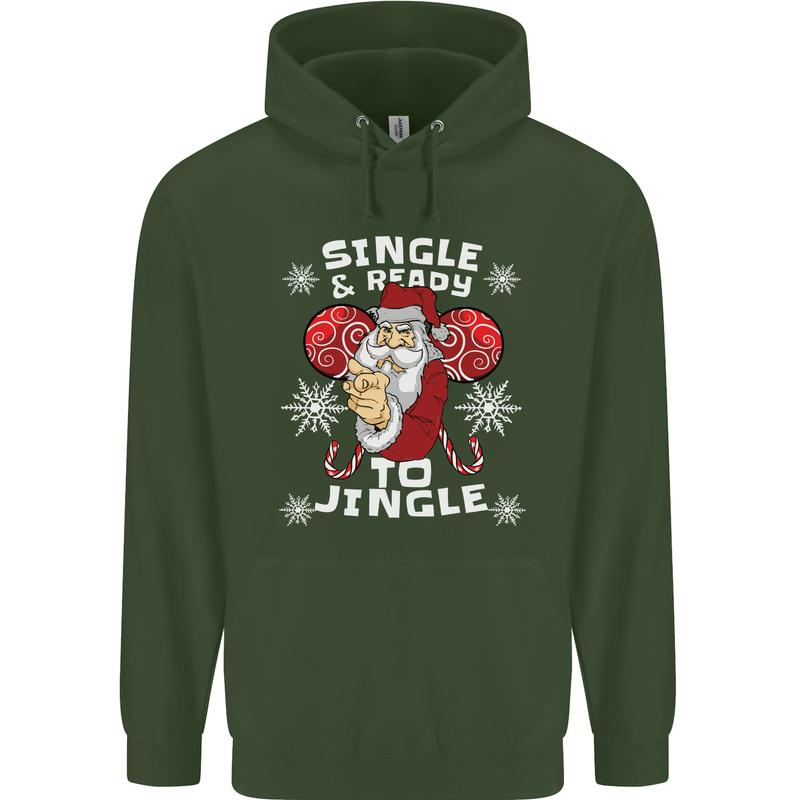 Single and Ready to Jingle Christmas Funny Mens 80% Cotton Hoodie Forest Green