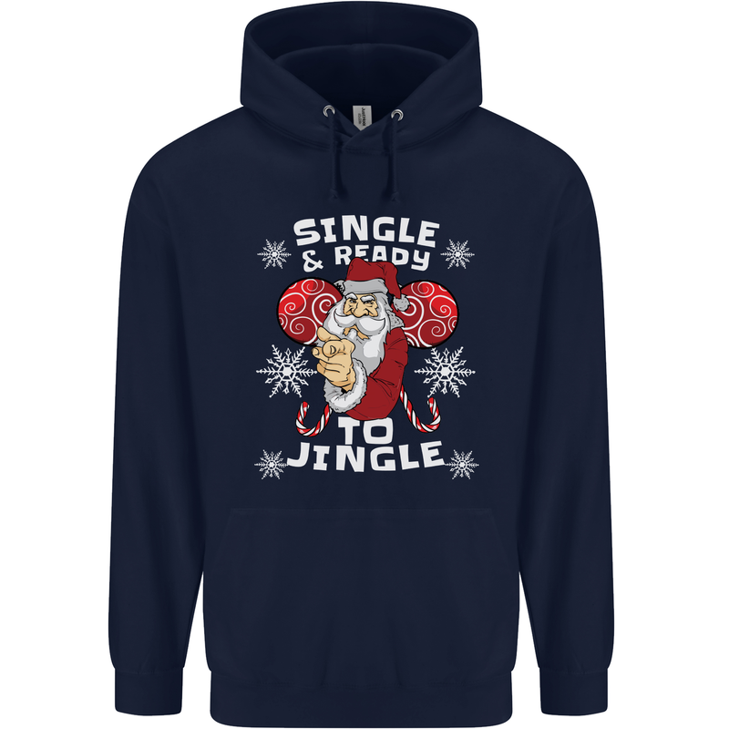Single and Ready to Jingle Christmas Funny Mens 80% Cotton Hoodie Navy Blue