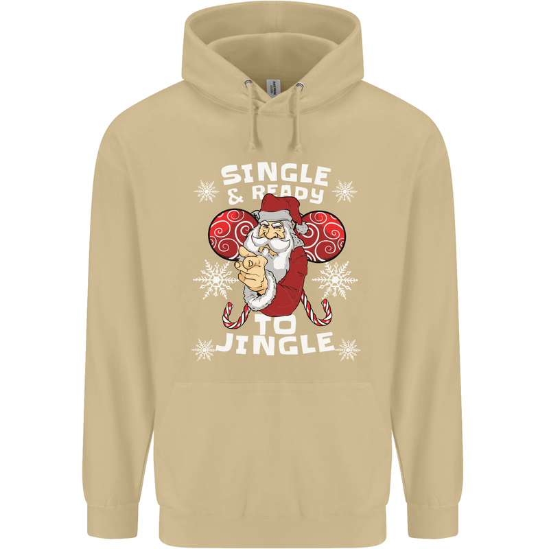 Single and Ready to Jingle Christmas Funny Mens 80% Cotton Hoodie Sand