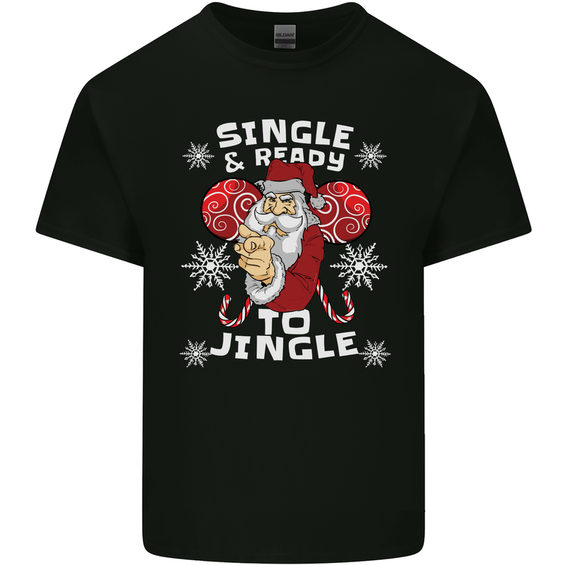 Single and Ready to Jingle Christmas Funny Mens Cotton T-Shirt Tee Top Black