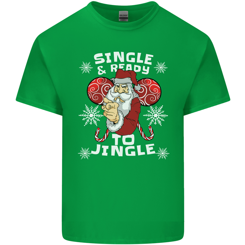 Single and Ready to Jingle Christmas Funny Mens Cotton T-Shirt Tee Top Irish Green