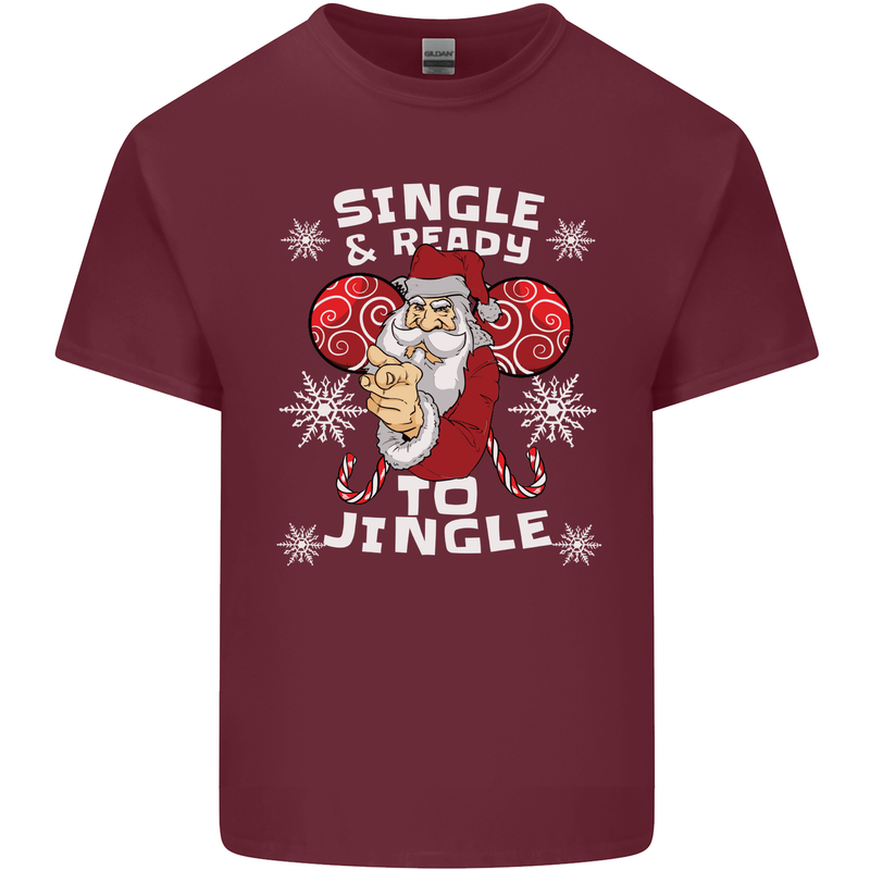 Single and Ready to Jingle Christmas Funny Mens Cotton T-Shirt Tee Top Maroon