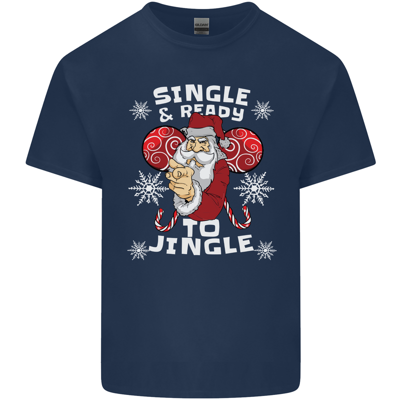Single and Ready to Jingle Christmas Funny Mens Cotton T-Shirt Tee Top Navy Blue