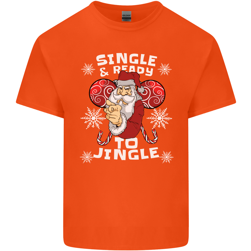Single and Ready to Jingle Christmas Funny Mens Cotton T-Shirt Tee Top Orange