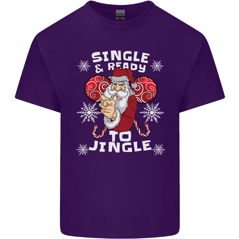 Single and Ready to Jingle Christmas Funny Mens Cotton T-Shirt Tee Top Purple