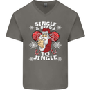 Single and Ready to Jingle Christmas Funny Mens V-Neck Cotton T-Shirt Charcoal