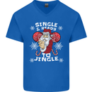 Single and Ready to Jingle Christmas Funny Mens V-Neck Cotton T-Shirt Royal Blue