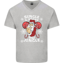 Single and Ready to Jingle Christmas Funny Mens V-Neck Cotton T-Shirt Sports Grey