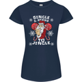 Single and Ready to Jingle Christmas Funny Womens Petite Cut T-Shirt Navy Blue