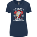 Single and Ready to Jingle Christmas Funny Womens Wider Cut T-Shirt Navy Blue