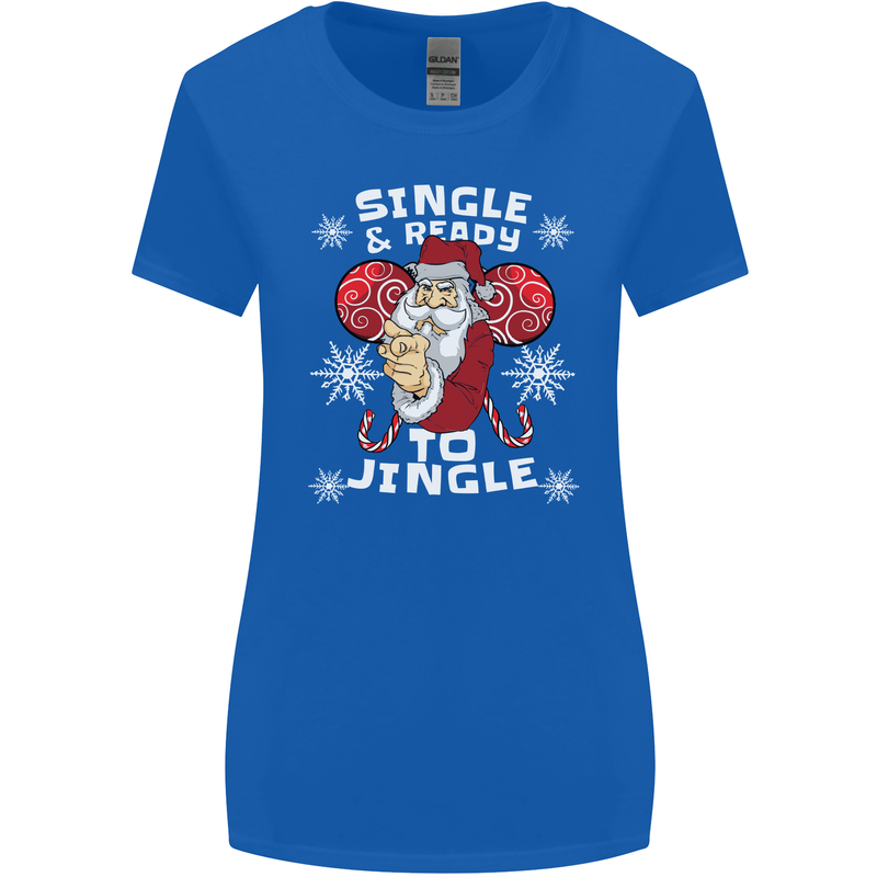 Single and Ready to Jingle Christmas Funny Womens Wider Cut T-Shirt Royal Blue