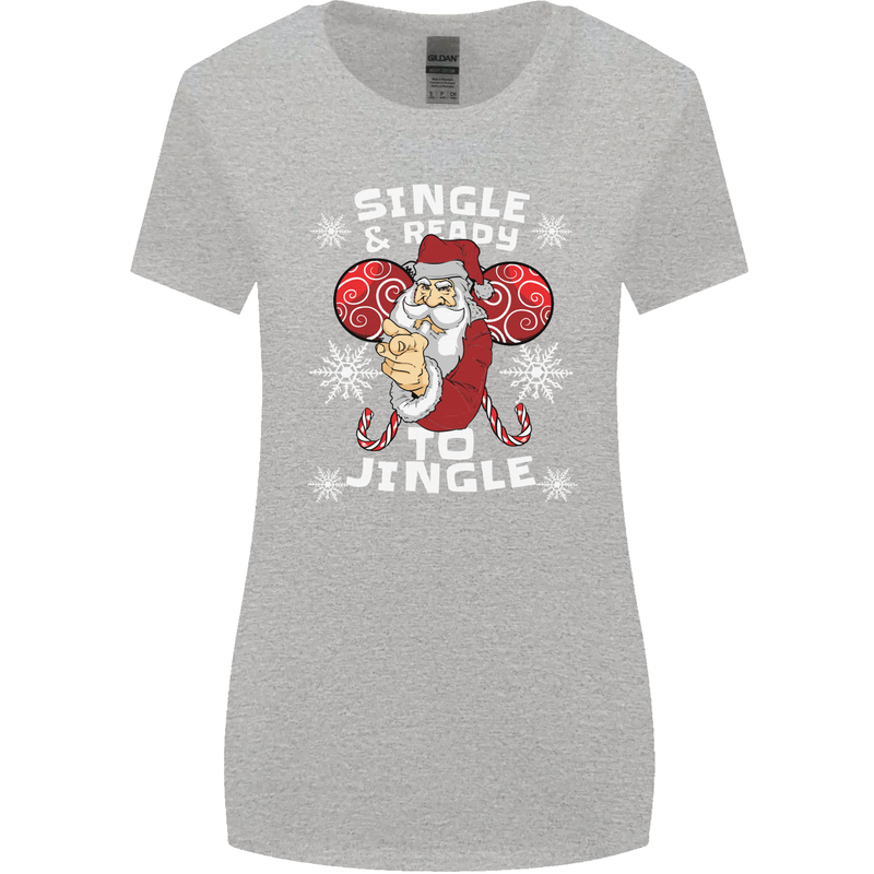 Single and Ready to Jingle Christmas Funny Womens Wider Cut T-Shirt Sports Grey