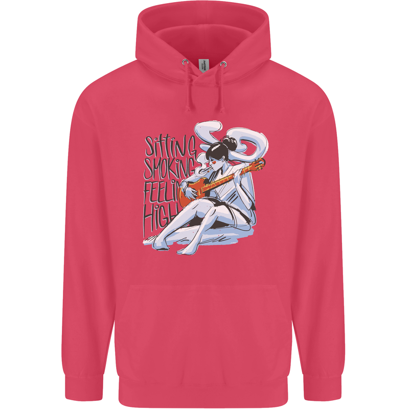 Sitting Smoking Weed Feeling High Cannabis Childrens Kids Hoodie Heliconia