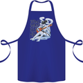 Sitting Smoking Weed Feeling High Cannabis Cotton Apron 100% Organic Royal Blue