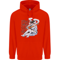 Sitting Smoking Weed Feeling High Cannabis Mens 80% Cotton Hoodie Bright Red