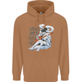 Sitting Smoking Weed Feeling High Cannabis Mens 80% Cotton Hoodie Caramel Latte