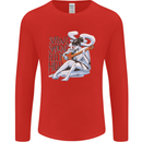 Sitting Smoking Weed Feeling High Cannabis Mens Long Sleeve T-Shirt Red