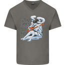 Sitting Smoking Weed Feeling High Cannabis Mens V-Neck Cotton T-Shirt Charcoal