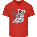 Sitting Smoking Weed Feeling High Cannabis Mens V-Neck Cotton T-Shirt Red