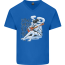 Sitting Smoking Weed Feeling High Cannabis Mens V-Neck Cotton T-Shirt Royal Blue