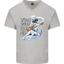 Sitting Smoking Weed Feeling High Cannabis Mens V-Neck Cotton T-Shirt Sports Grey