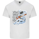 Sitting Smoking Weed Feeling High Cannabis Mens V-Neck Cotton T-Shirt White