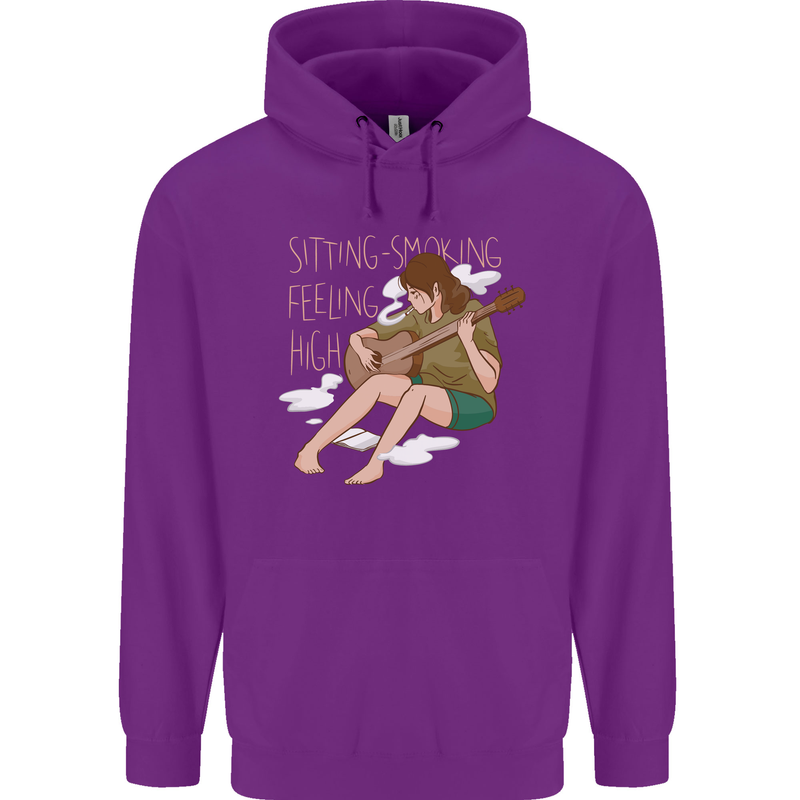 Sitting Smoking Weed Feeling High Drugs Childrens Kids Hoodie Purple