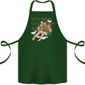 Sitting Smoking Weed Feeling High Drugs Cotton Apron 100% Organic Forest Green