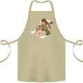 Sitting Smoking Weed Feeling High Drugs Cotton Apron 100% Organic Khaki